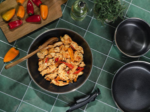BRATPFANNEN-SET WOK MIT ABNEHMBAREM GRIFF – 2 STÜCK - 2