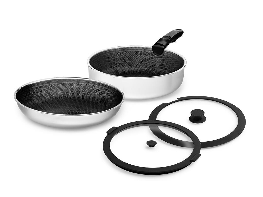 GEMISCHTE BRATPFANNE MIT ABNEHMBAREM GRIFF – 2-TEILIGES SET - 1