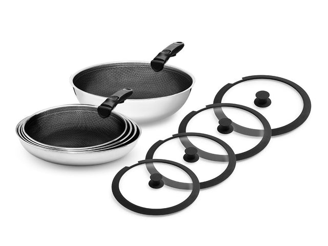 GEMISCHTE BRATPFANNE MIT ABNEHMBAREM GRIFF – 5-TEILIGES SET - 1
